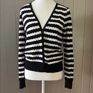 Philosophy Black and White Striped Cardigan - Medium